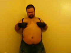 Danish Guy - Bear jerking off wearing leathergloves