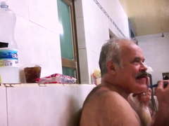 Daddy Shaving In Bath House
